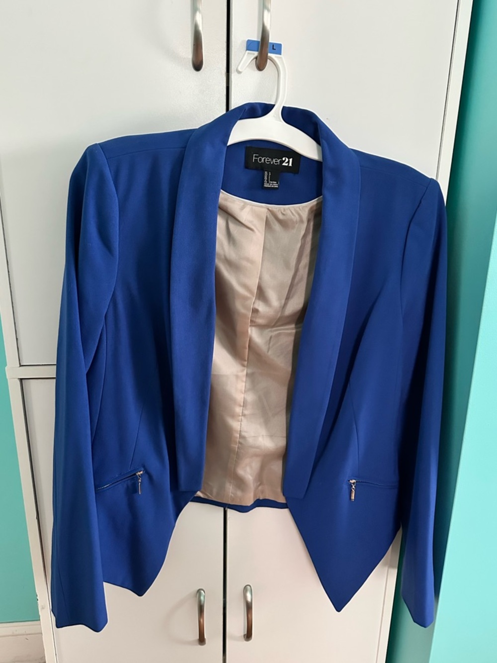 Forever 21 Women's Royal Blue Open Front Blazer